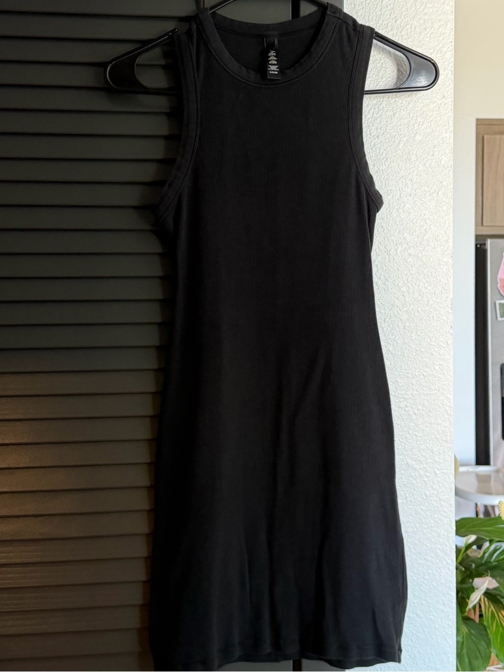 Skims Black Ribbed Tank Dress